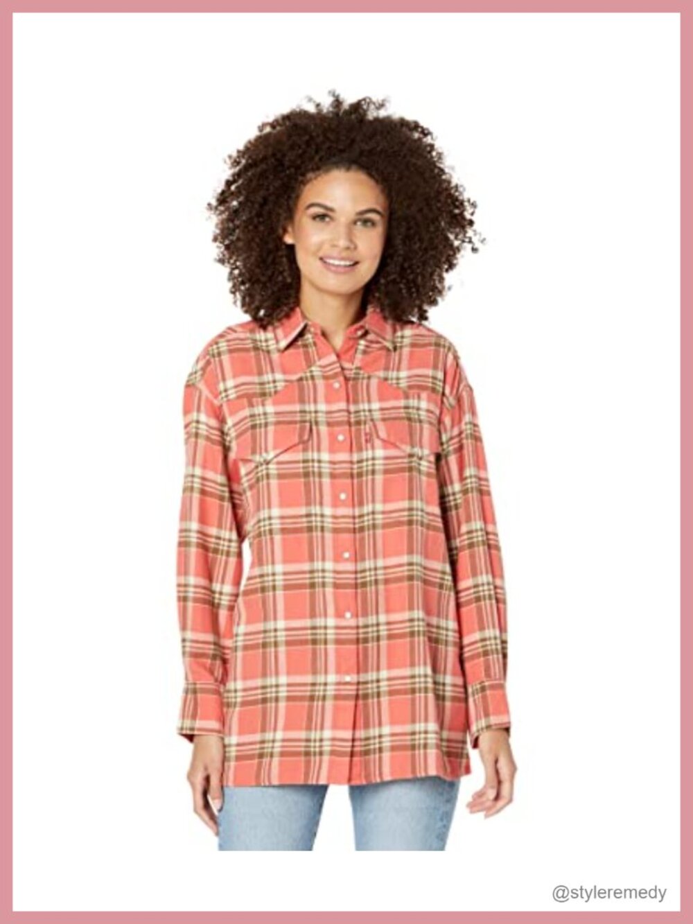 Relaxed Fit Plaid Flannel Button-Down Shirt Long Sleeve Collared Casual